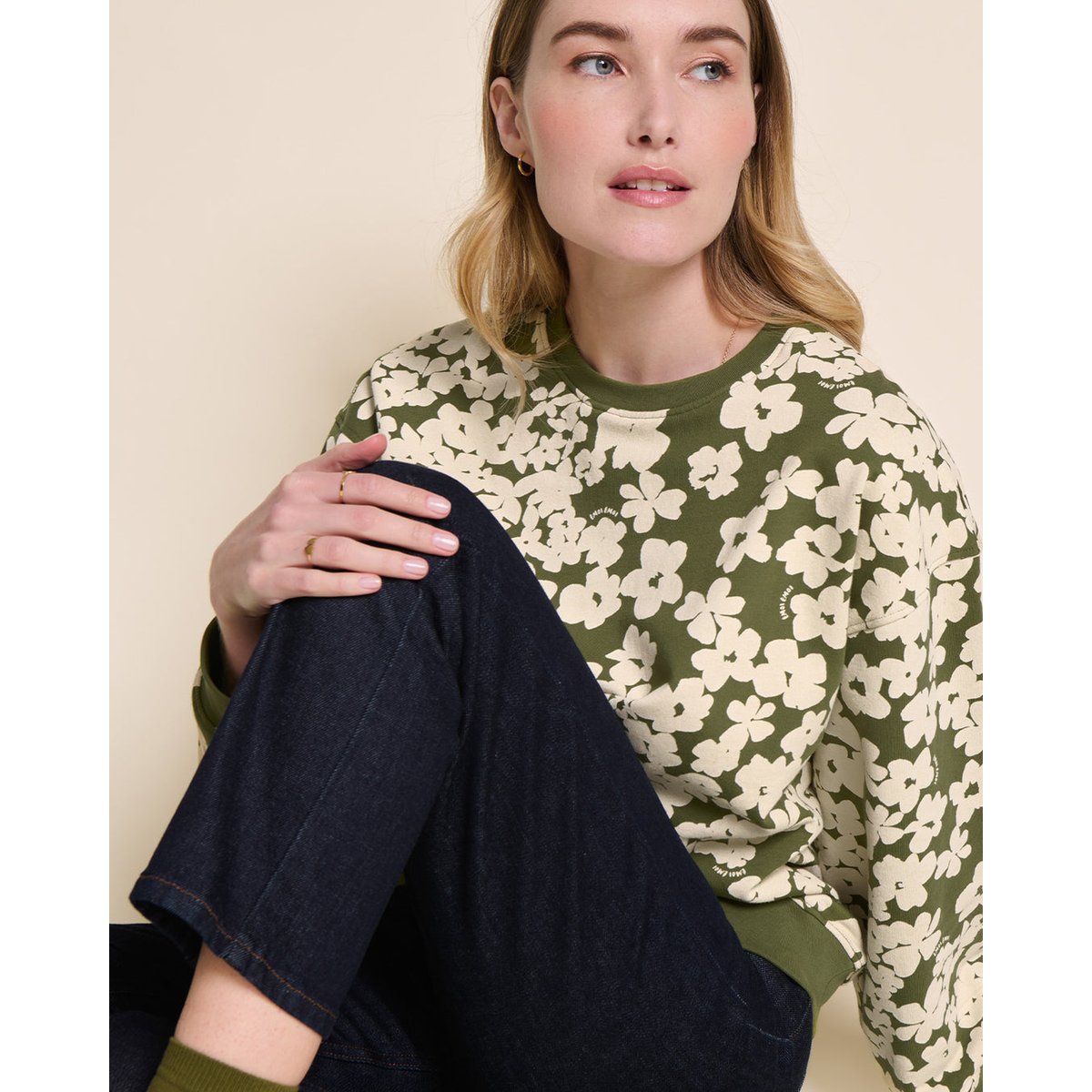 Sweat imprimé en coton bio, FLEURS SAUVAGES vert - fleurs sauvages - vert, EMOI EMOI