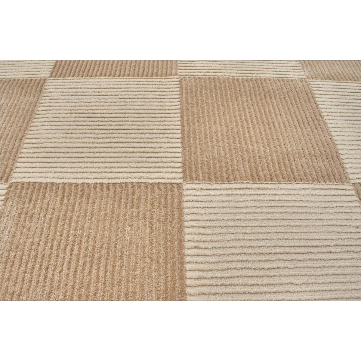 Tapis de salon damier bicolore BIANCA crème, NAZAR RUGS