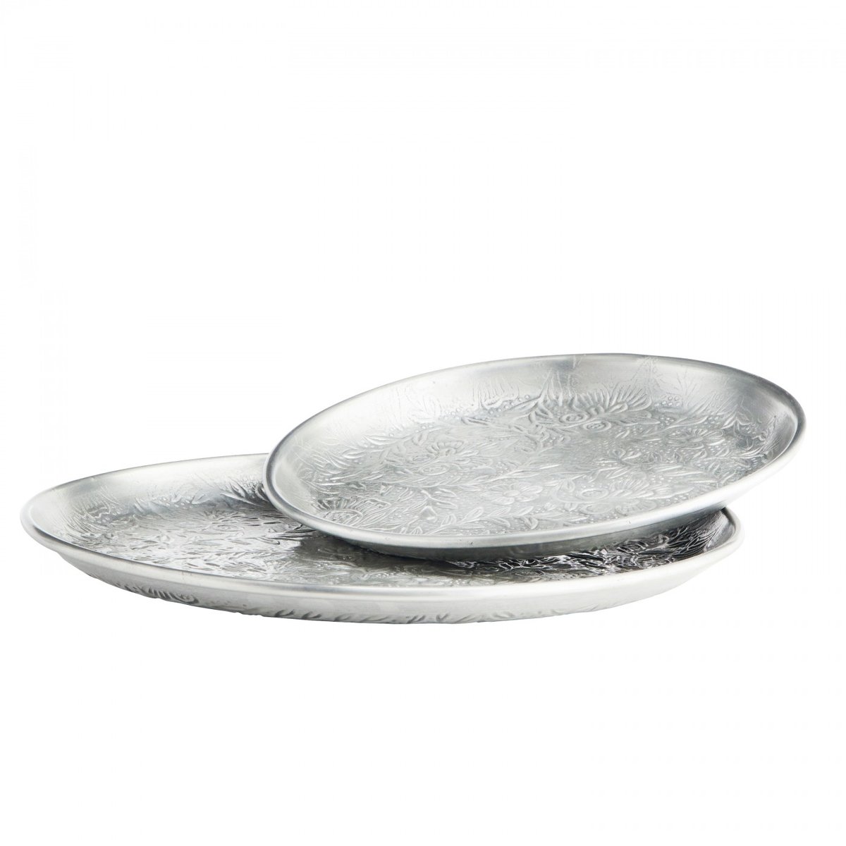 Plateau en aluminium martelé lot de 2 argent, MADAM STOLTZ