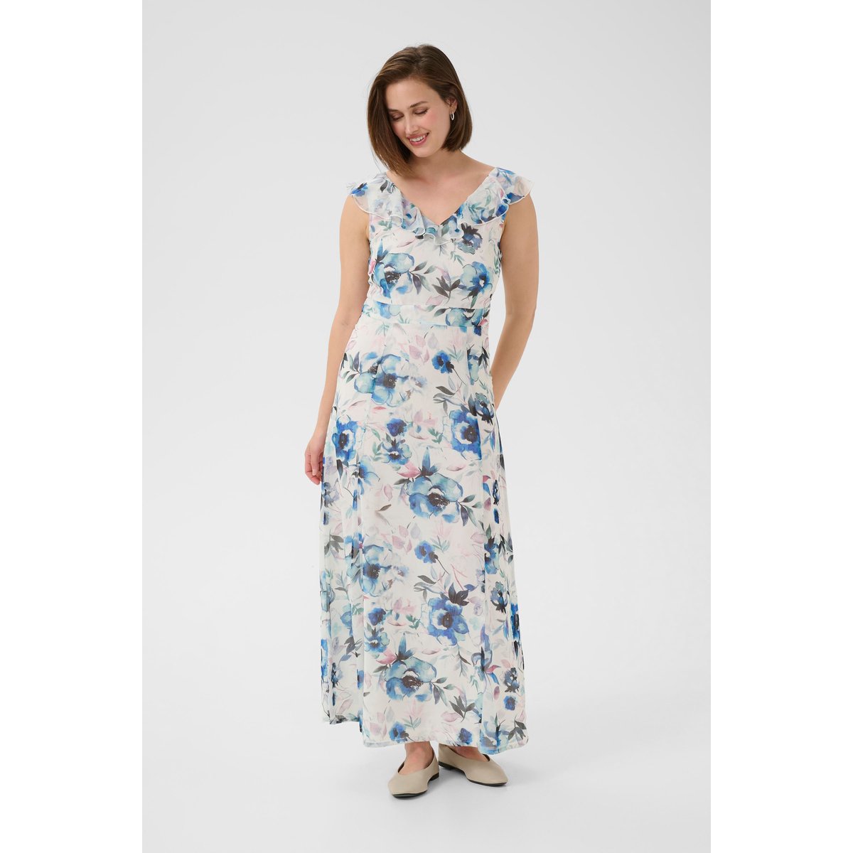 Robe bleu blue roses w. gardenia aop, KAFFE
