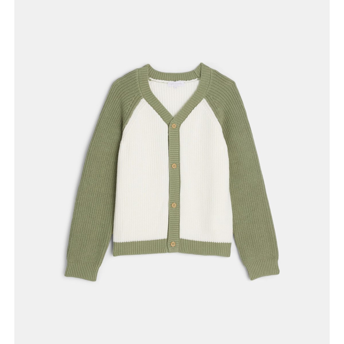 Gilet labelinda en coton écru et vert, CADET ROUSSELLE