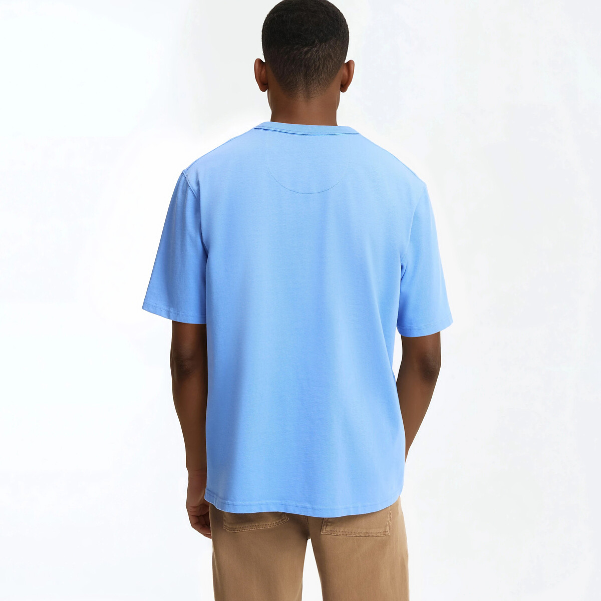 T-shirt en coton col rond manches courtes, stonewashed, effet délavé bleu, LA REDOUTE COLLECTIONS