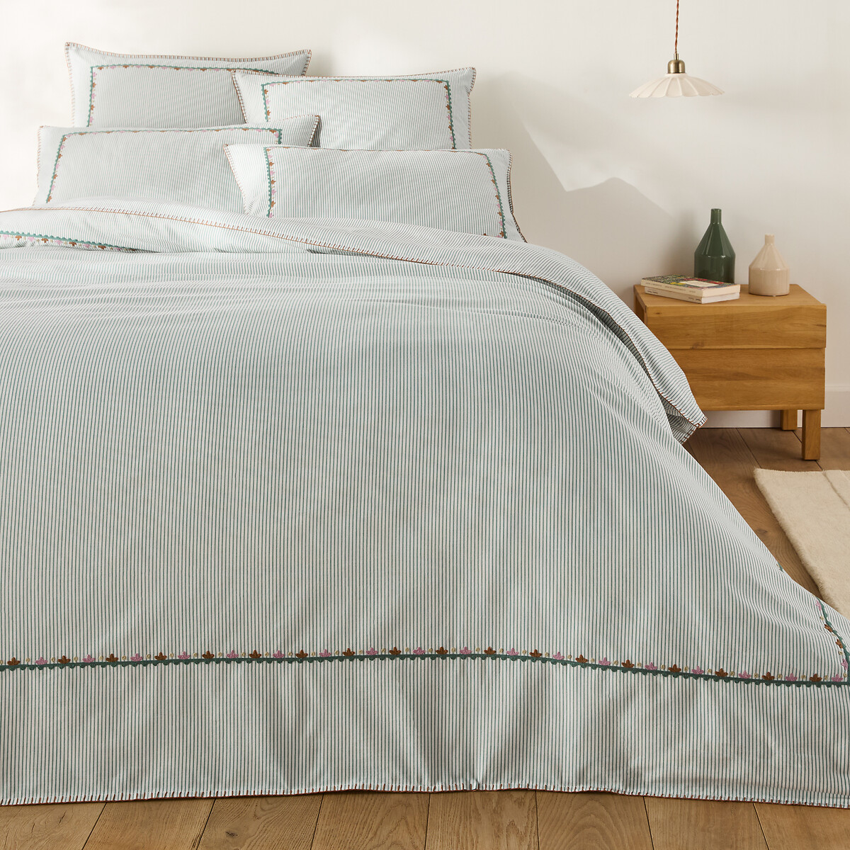 Gillian Washed Cotton Duvet Cover blue striped, LA REDOUTE INTERIEURS