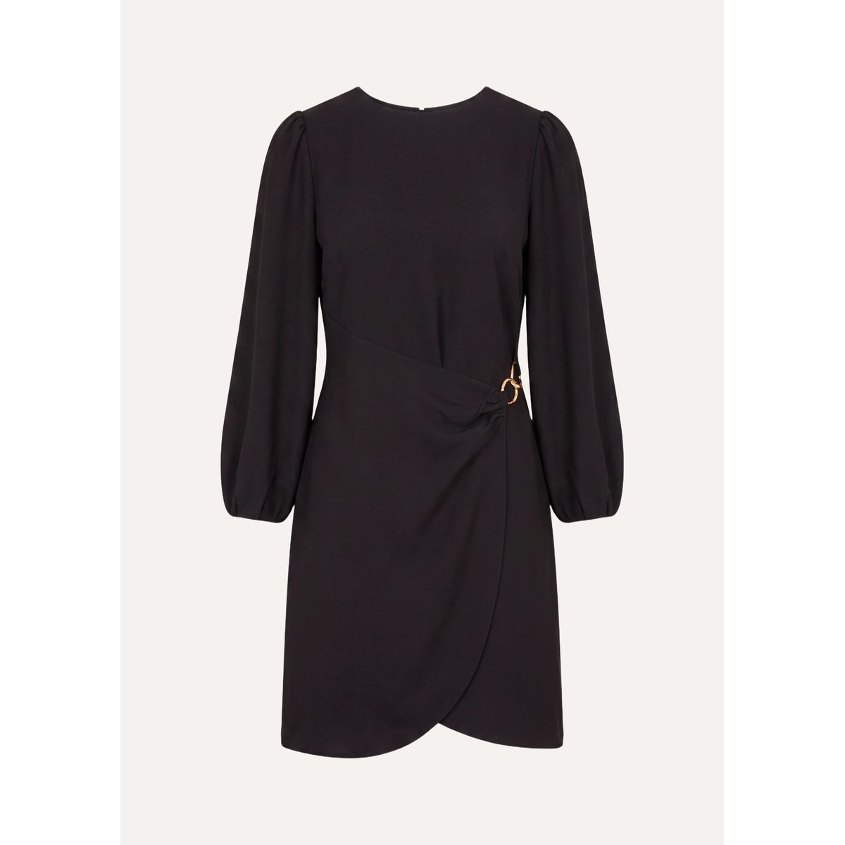Robe midi cintrée noire portefeuille noir, LA FEE MARABOUTEE
