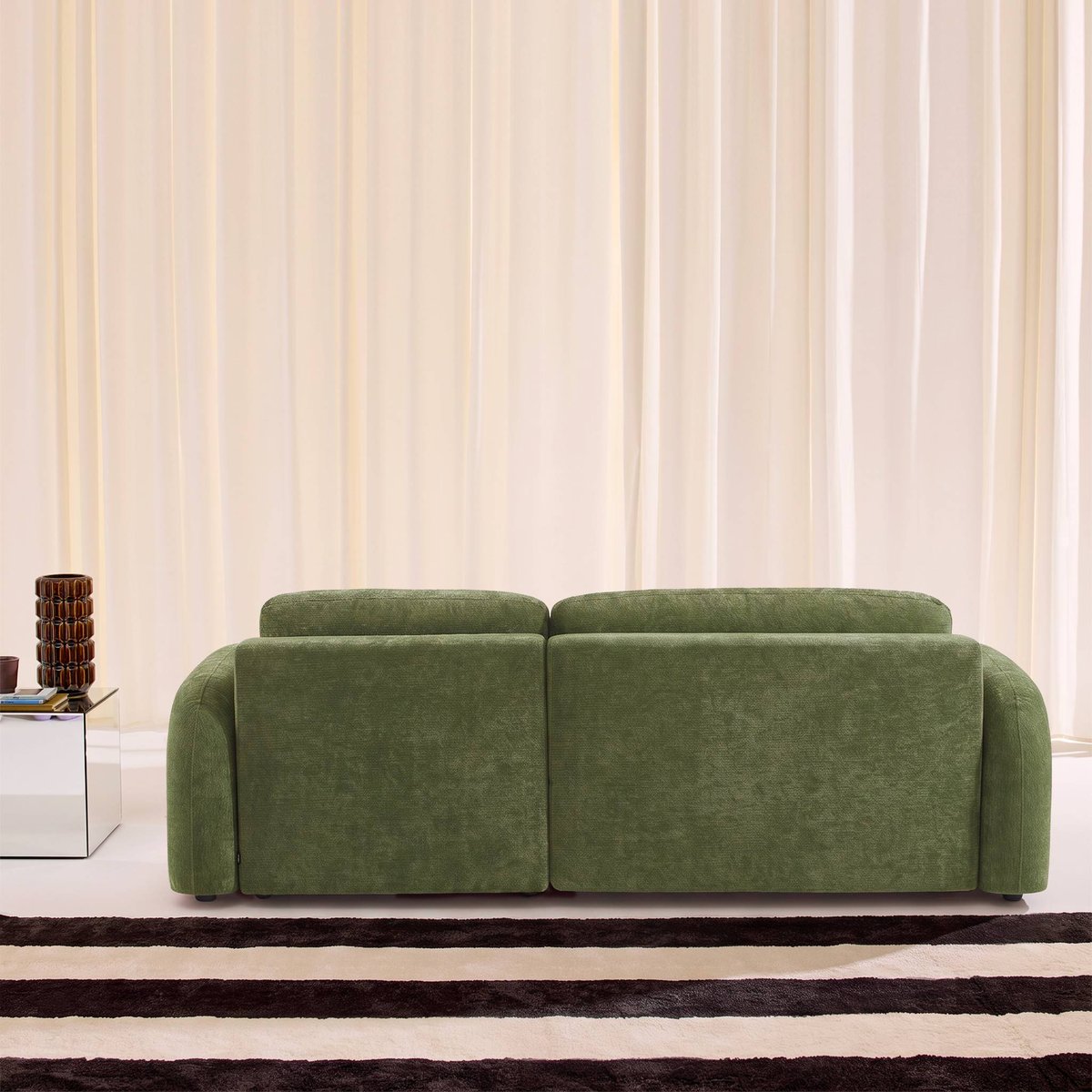 Canapé d'angle réversible convertible 3 places tissu avec coffre NOUMA vert, SWEEEK
