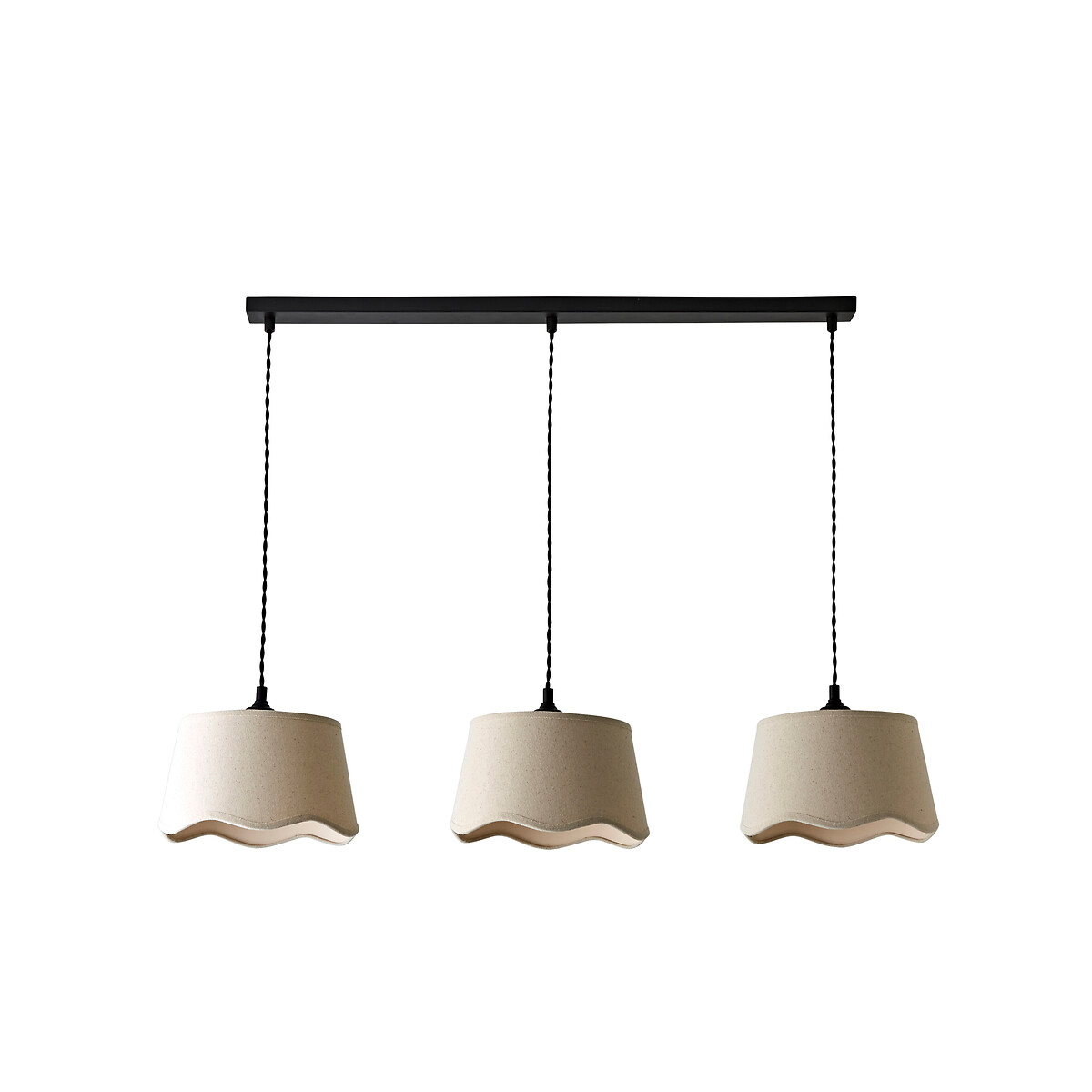 Marina 3-Light Diner Bar Pendant Light with Scallop Linen Shades natural, SO'HOME