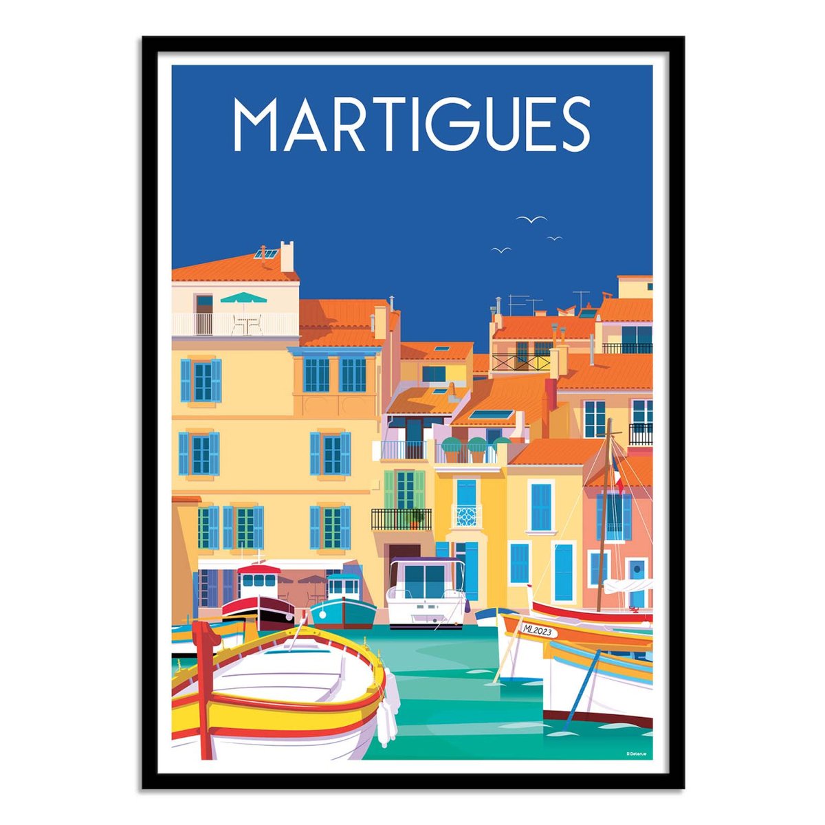 Affiche d'art - Martigues - Raphael Delerue bleu, WALL EDITIONS