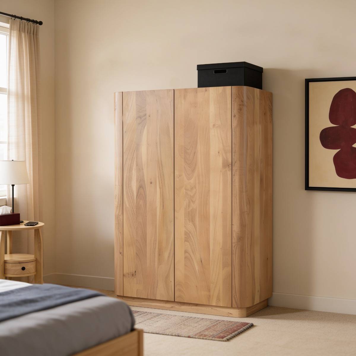 Armoire en bois d'acacia IDRISSA bois clair, MADE IN MEUBLES