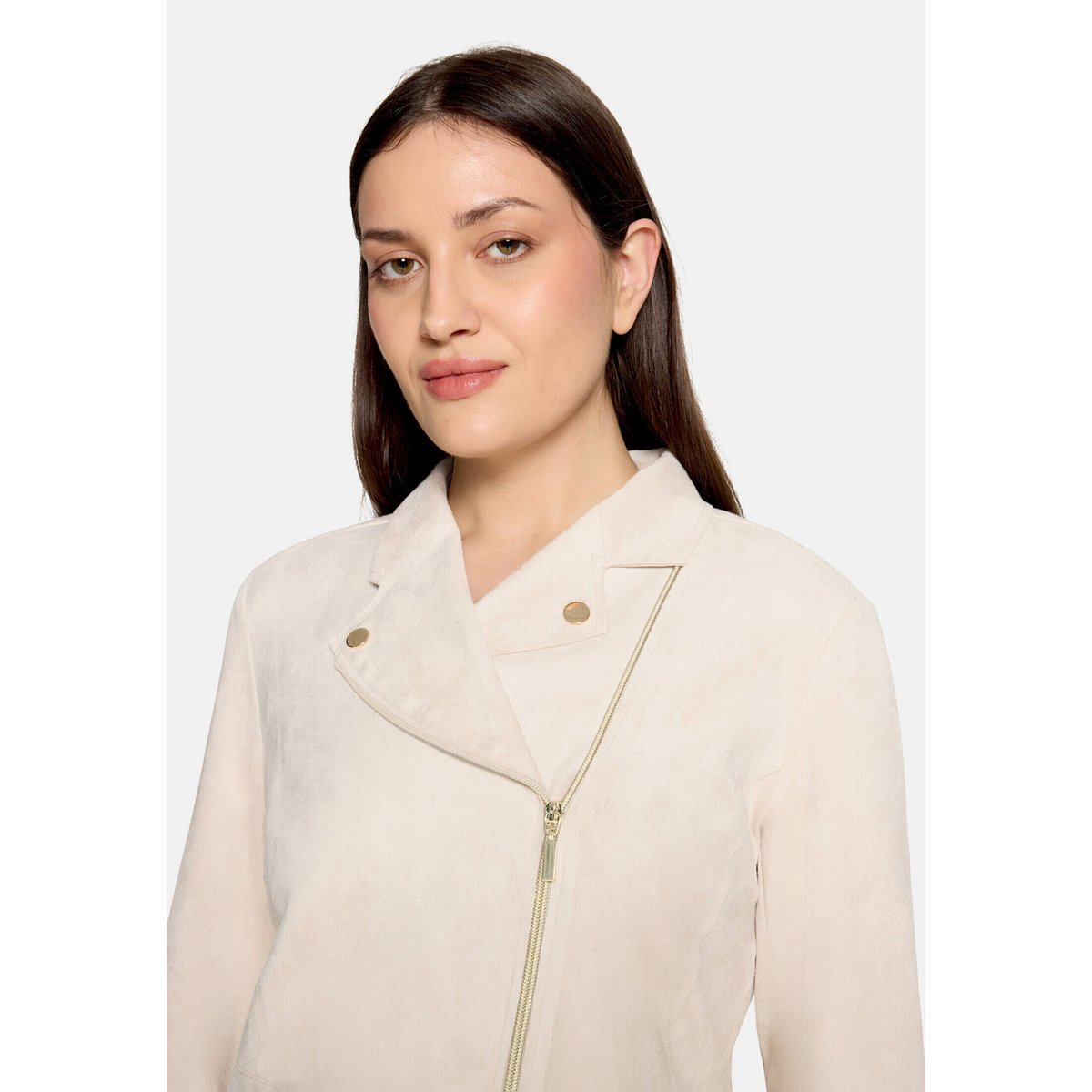Veste de style motard à fermeture zippée gris, BETTY BARCLAY