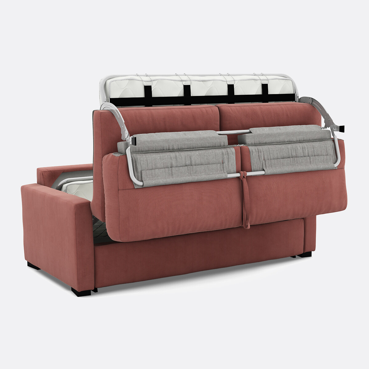 Canapé convertible, Premium HR, en velours côtelé fines côtes, TIMOR rose, LA REDOUTE INTERIEURS
