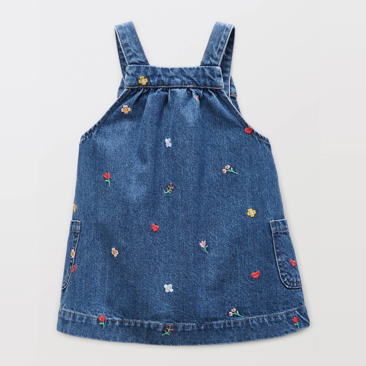 Robe brodée en coton BIO GOTS stone denim, BOUT'CHOU