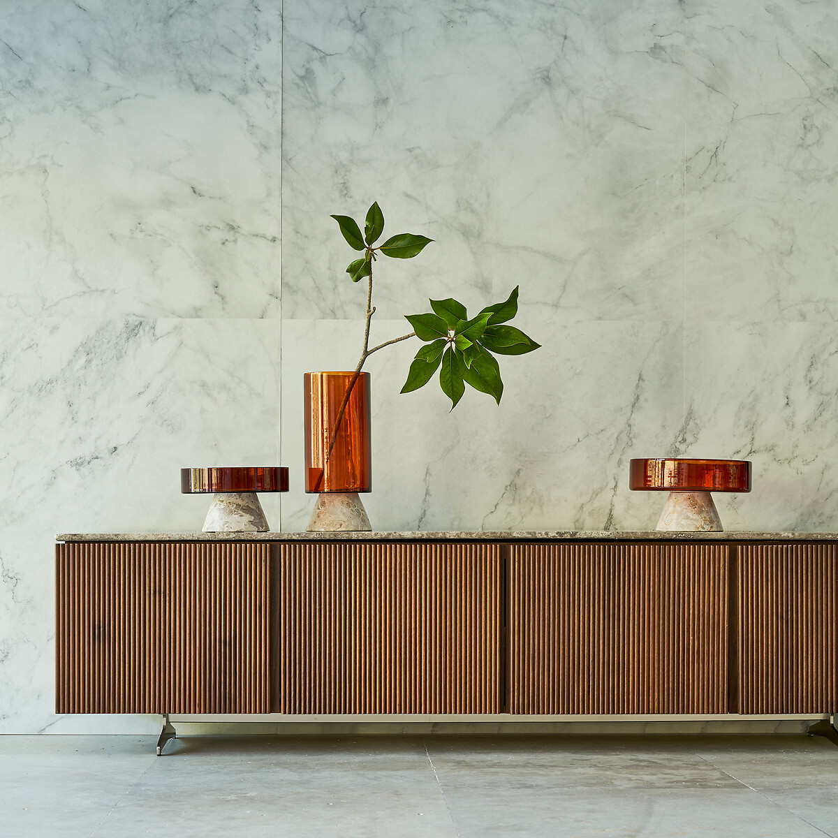 Trapani Glass and Marble Dish brown marble, AM.PM