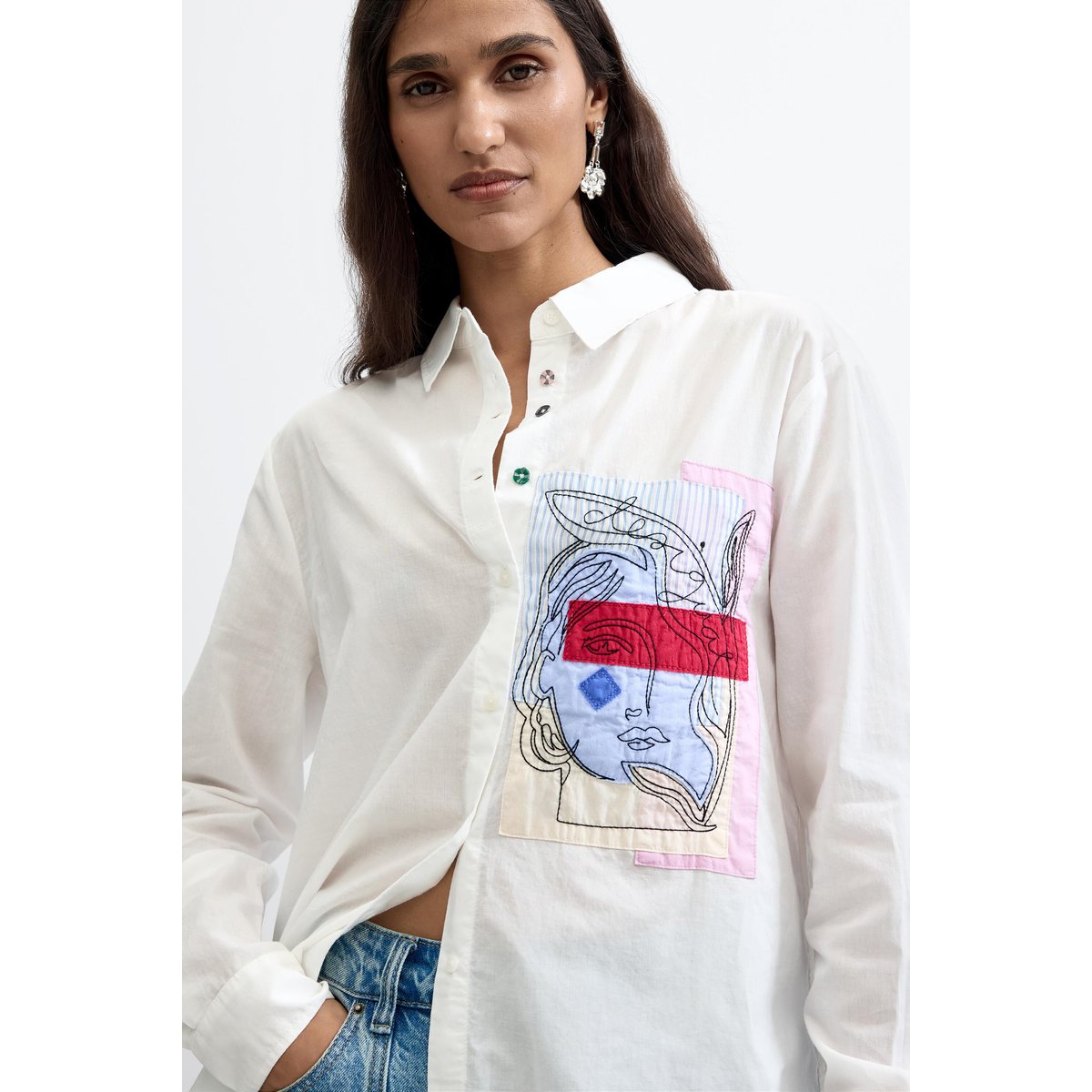 Chemise poche imprimée 100 % coton blanc, DESIGUAL