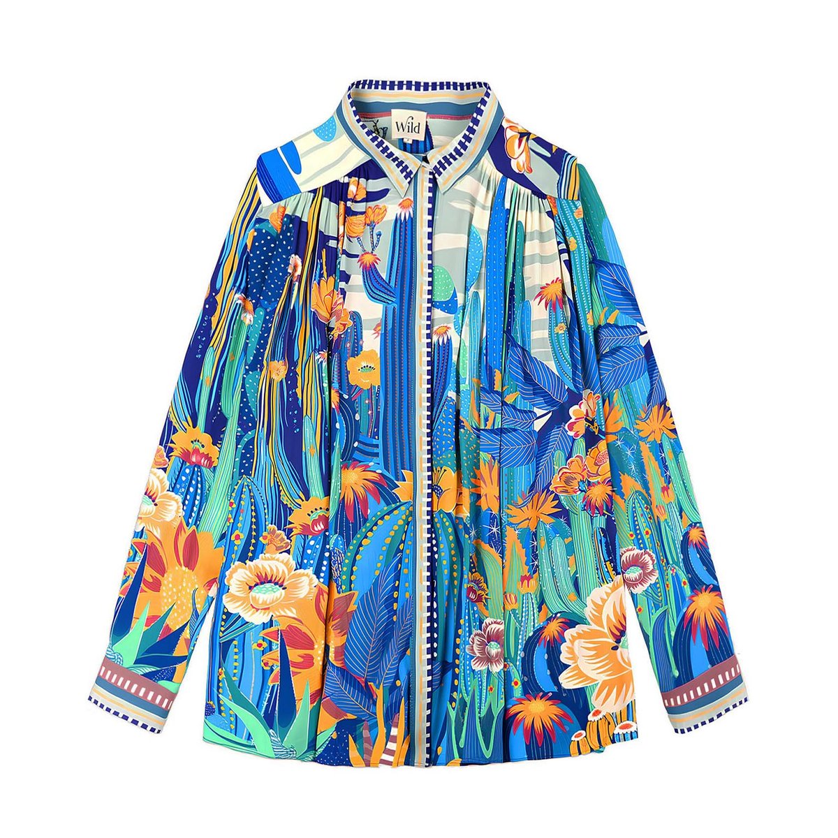 Chemise à motifs MEILINE JARDIN bleu, WILD