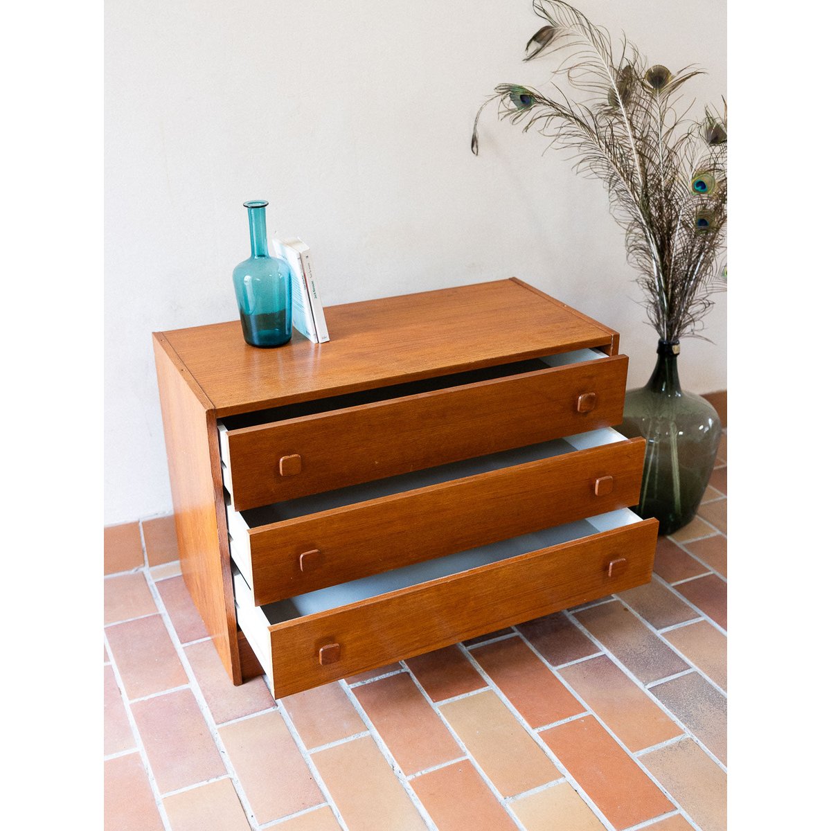 Commode aux poignées carrées Olga N°1058 - Bon état marron, DEBONGOUT