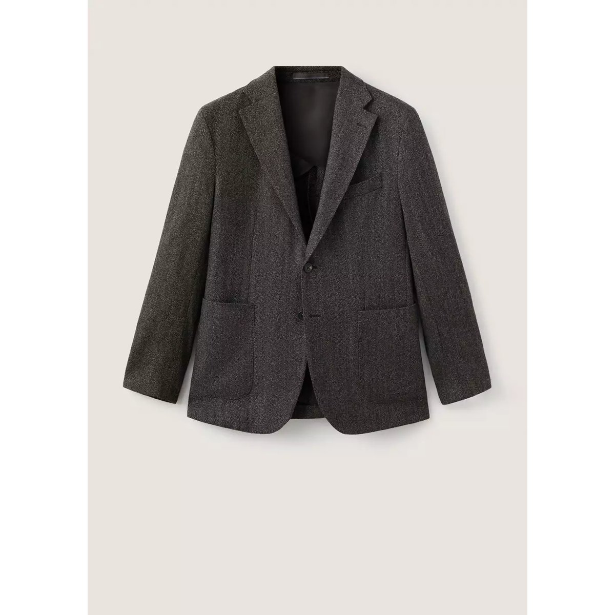 Veste en laine italienne à chevrons, coupe slim fit marron, MANGO MAN