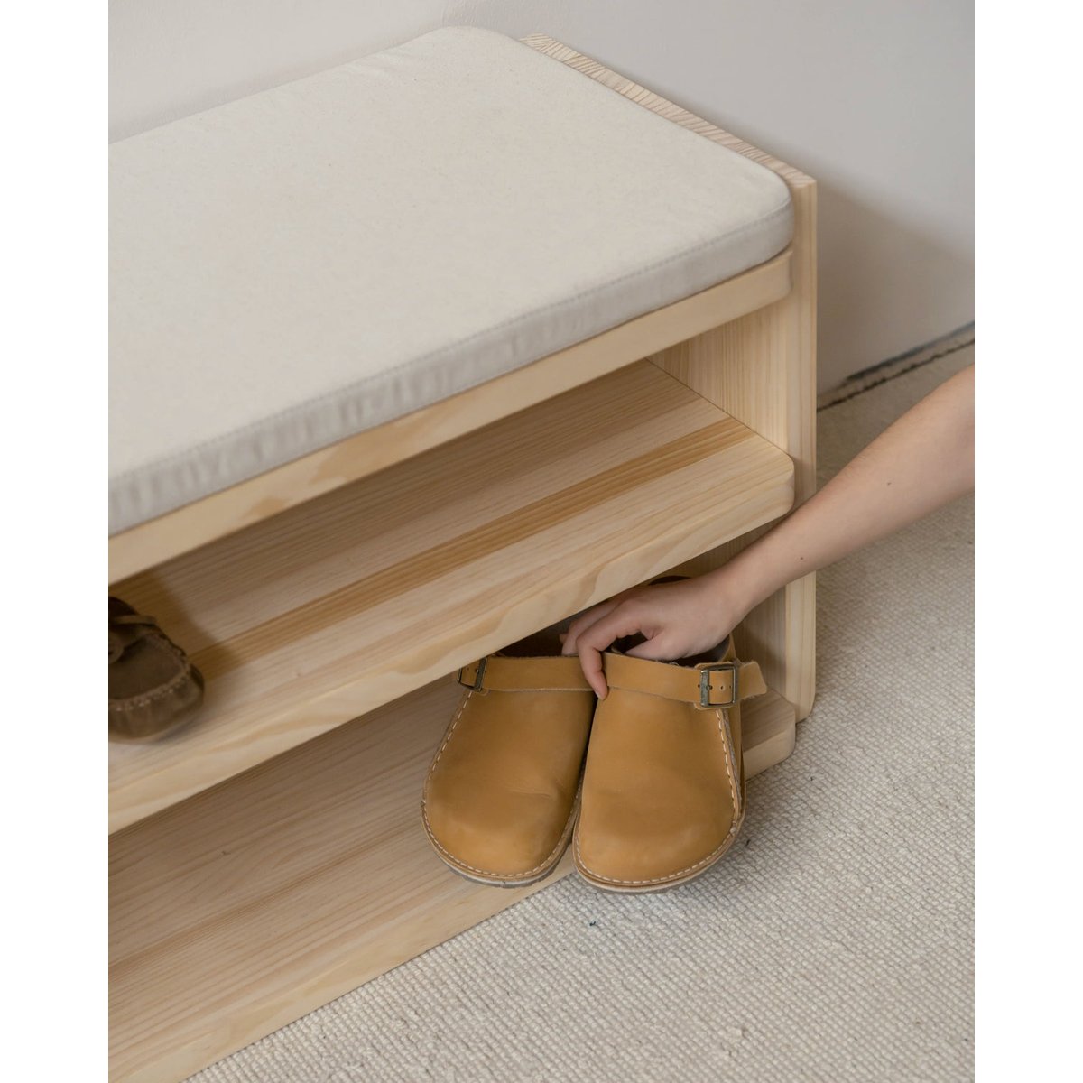 Étagère à chaussures non verni 80 cm MARIOLA bois clair, NAAN FURNITURE