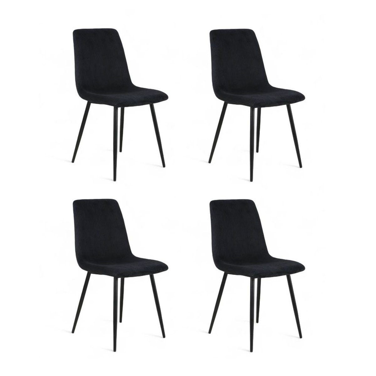Chaise repas velours côtelé noir, ZAGO