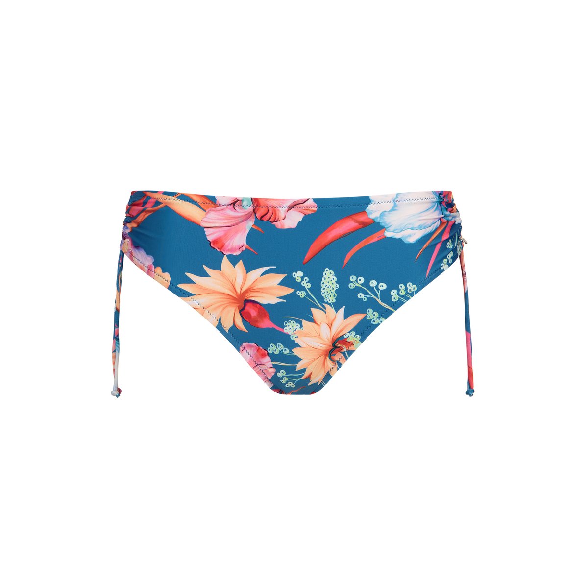 Bas maillot slip de bain taille haute côtés réglables Rimini bleu, LISCA