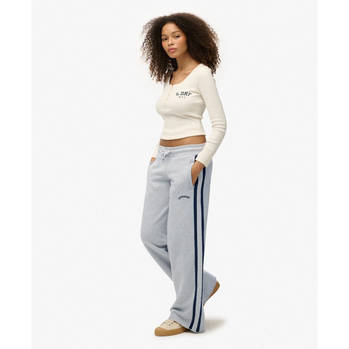 Joggers Droits Athletic Essentials Logo gris glacier chiné, SUPERDRY