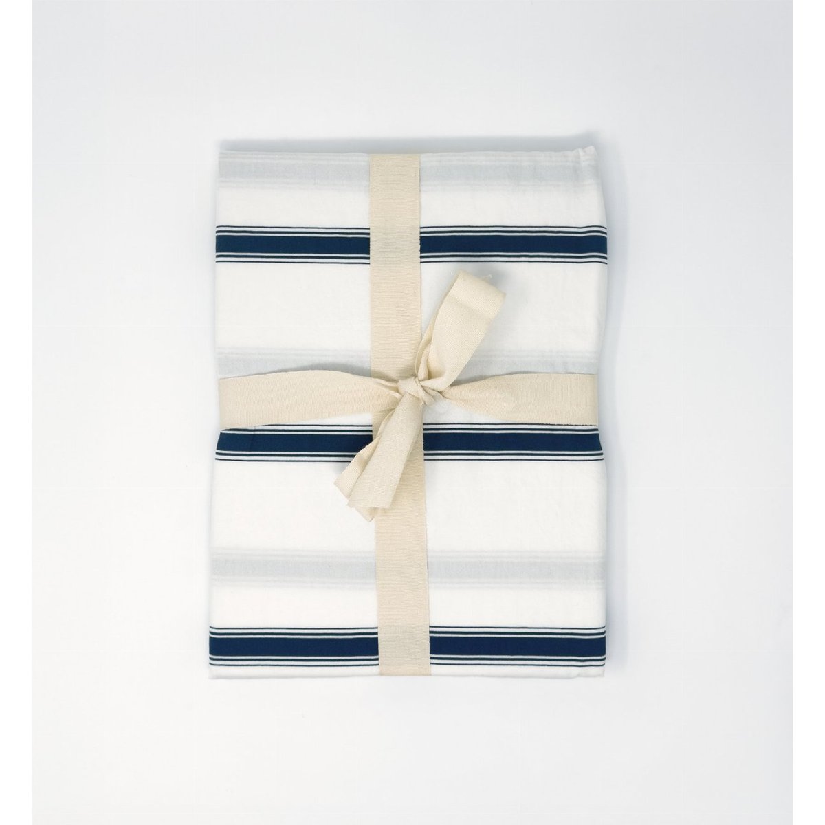 Drap housse adulte Coton Bio Rayé BAÏA baïa bleu nuit, KADOLIS
