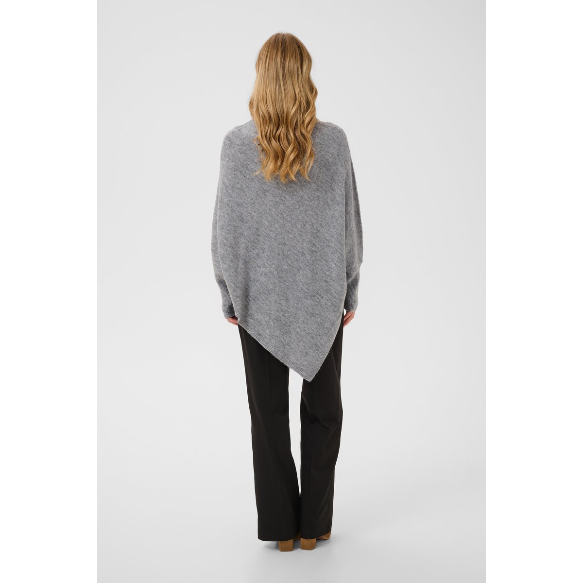 Poncho gris grey melange, CREAM