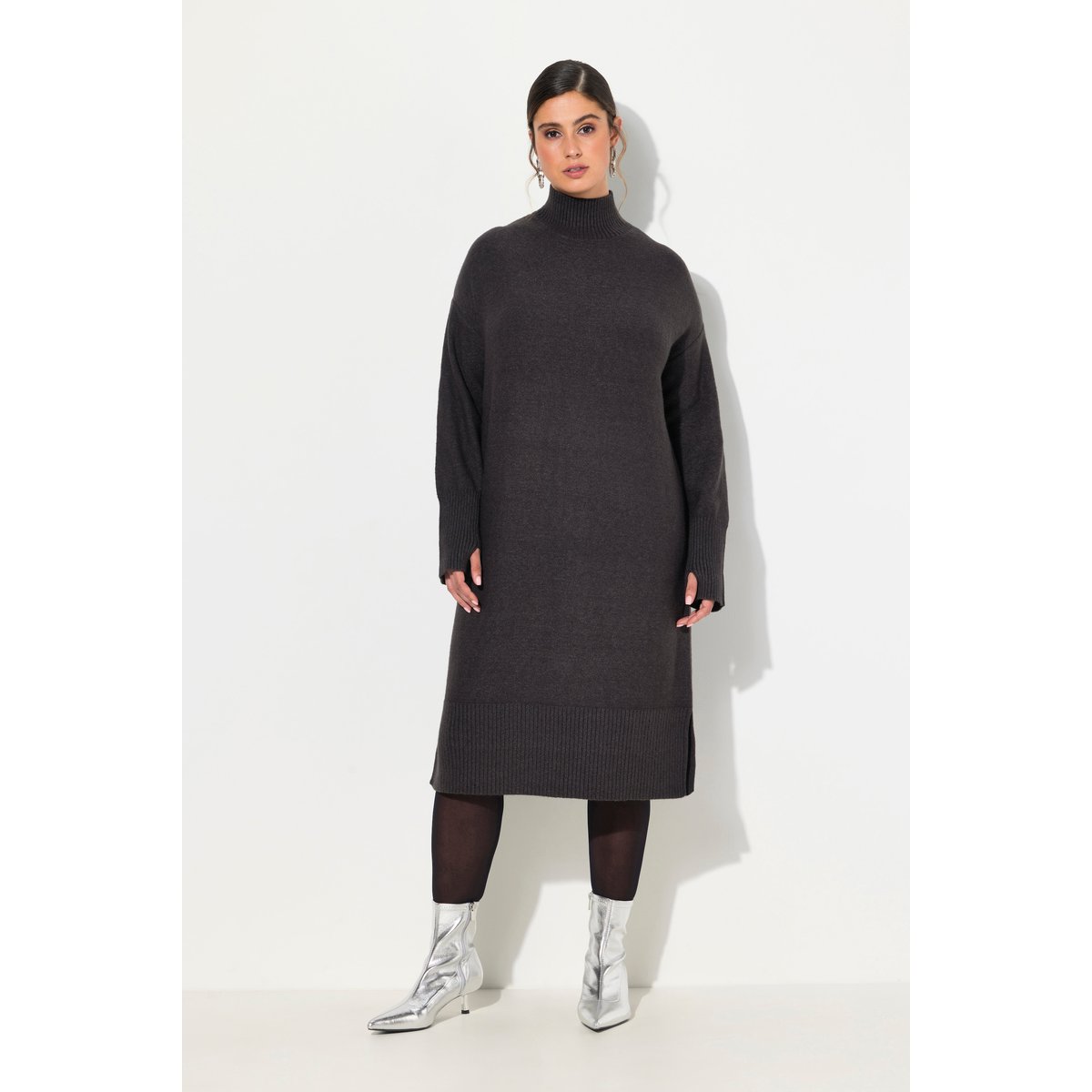 Robe en maille envers chiné anthracite, ULLA POPKEN