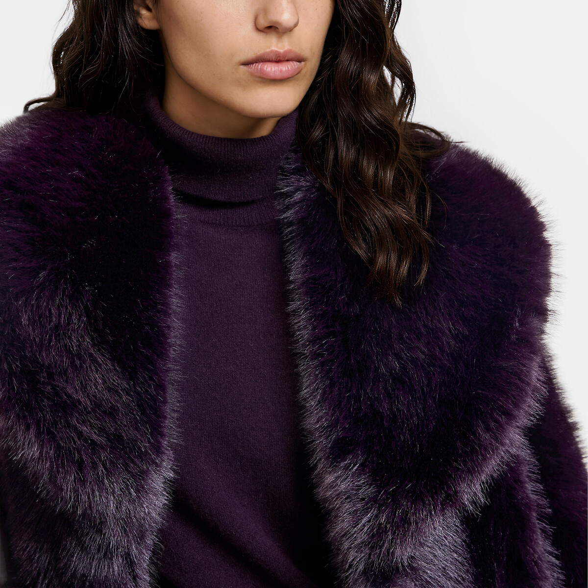 Manteau court duveteux violet, LA REDOUTE COLLECTIONS