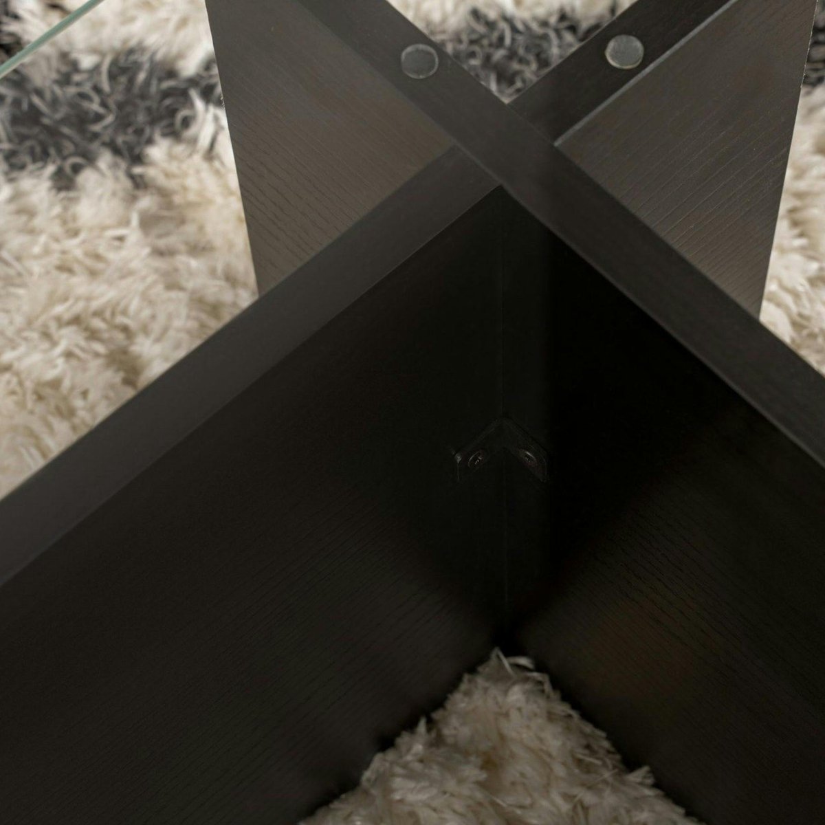 Table basse déstructurée, plateau verre SALTA noir, PIER IMPORT