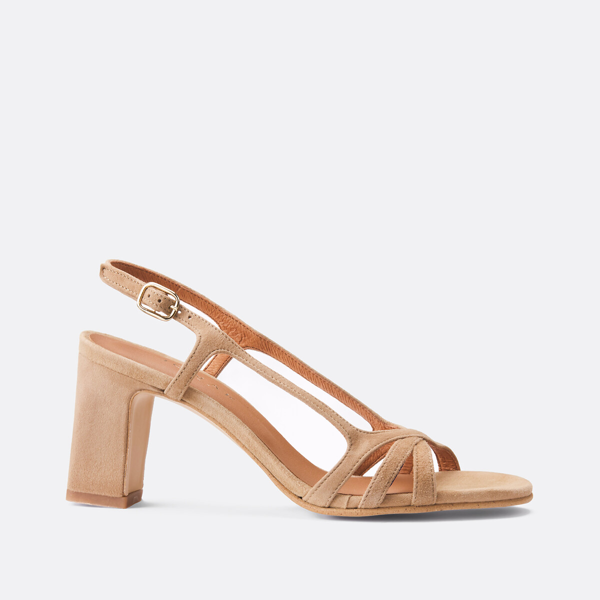 Vaiana Suede Heeled Sandals beige, JONAK