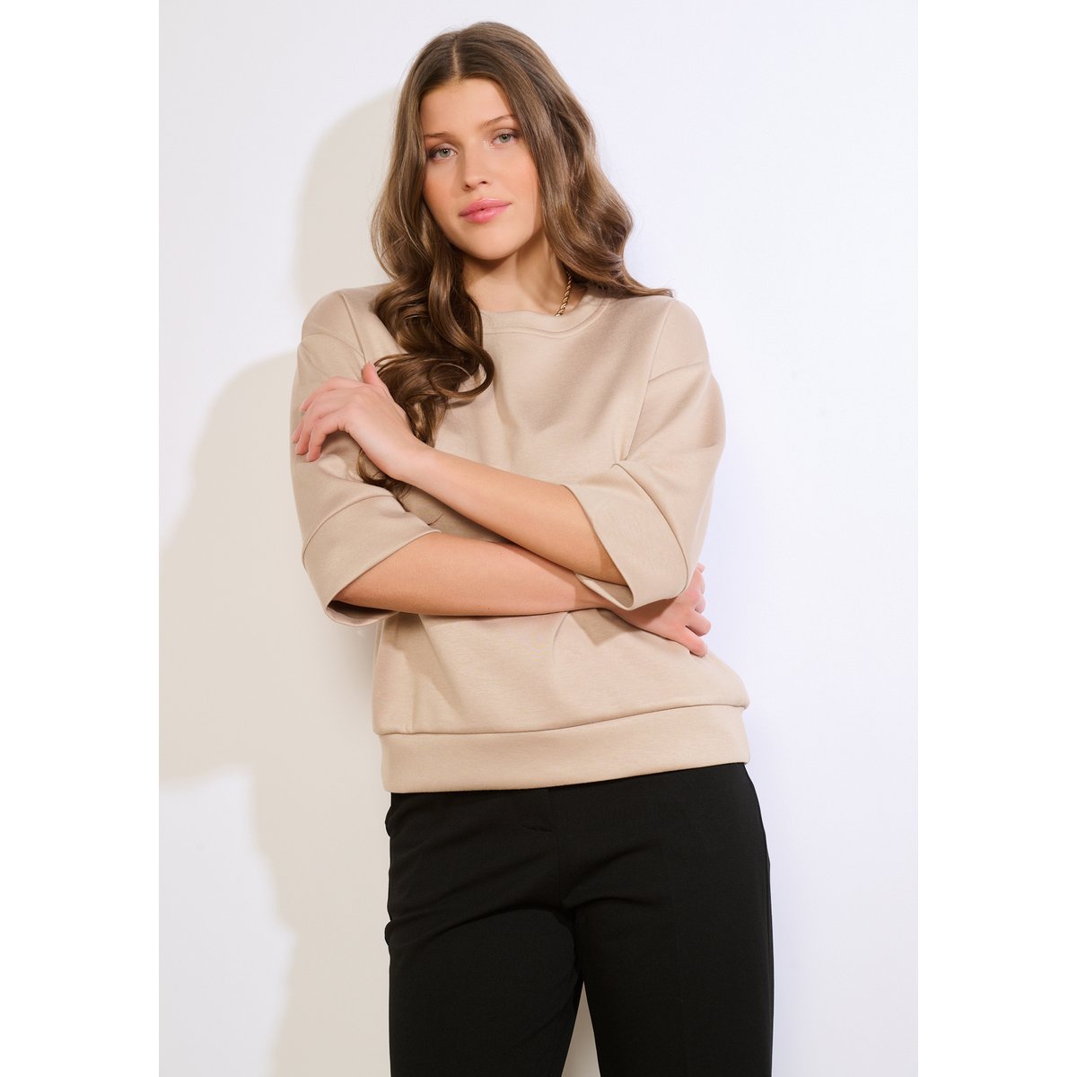 Sweat oversize minimal taupe, LOLALIZA