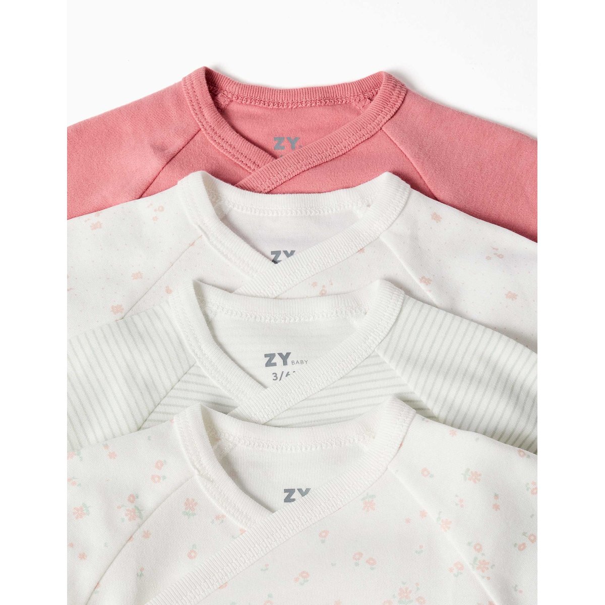 Lot de 4 bodys en coton croisés unis/imprimés multicolore, ZIPPY