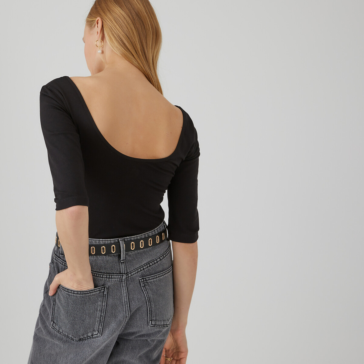 T-shirt col danseuse noir, LA REDOUTE COLLECTIONS