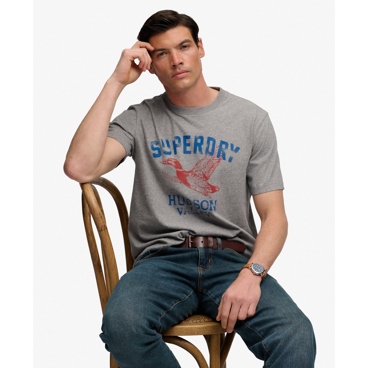 T-shirt Wild Frontier gris chiné vintage foncé, SUPERDRY