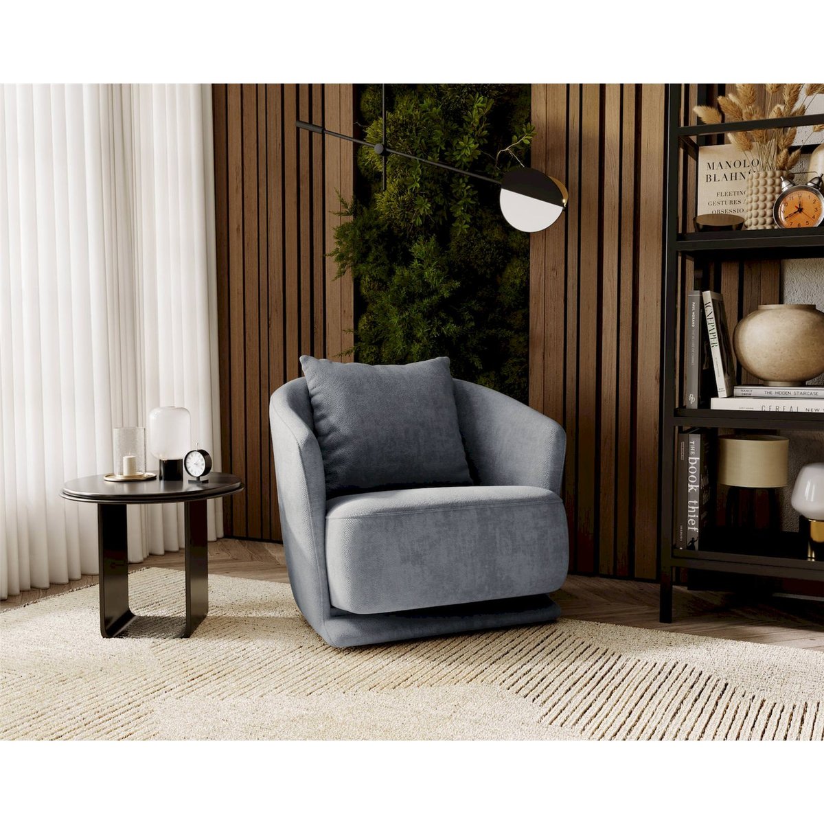 Fauteuil pivotant en chenille collection WISH gris chenille, RECOLLECTION