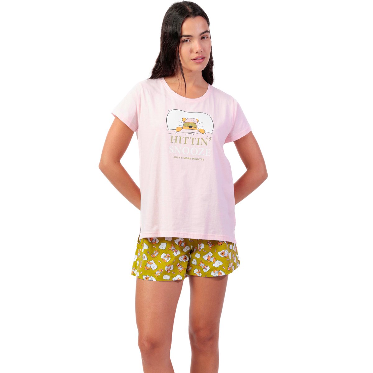 Pyjama short t-shirt Winnie Sleep Disney rose, ADMAS