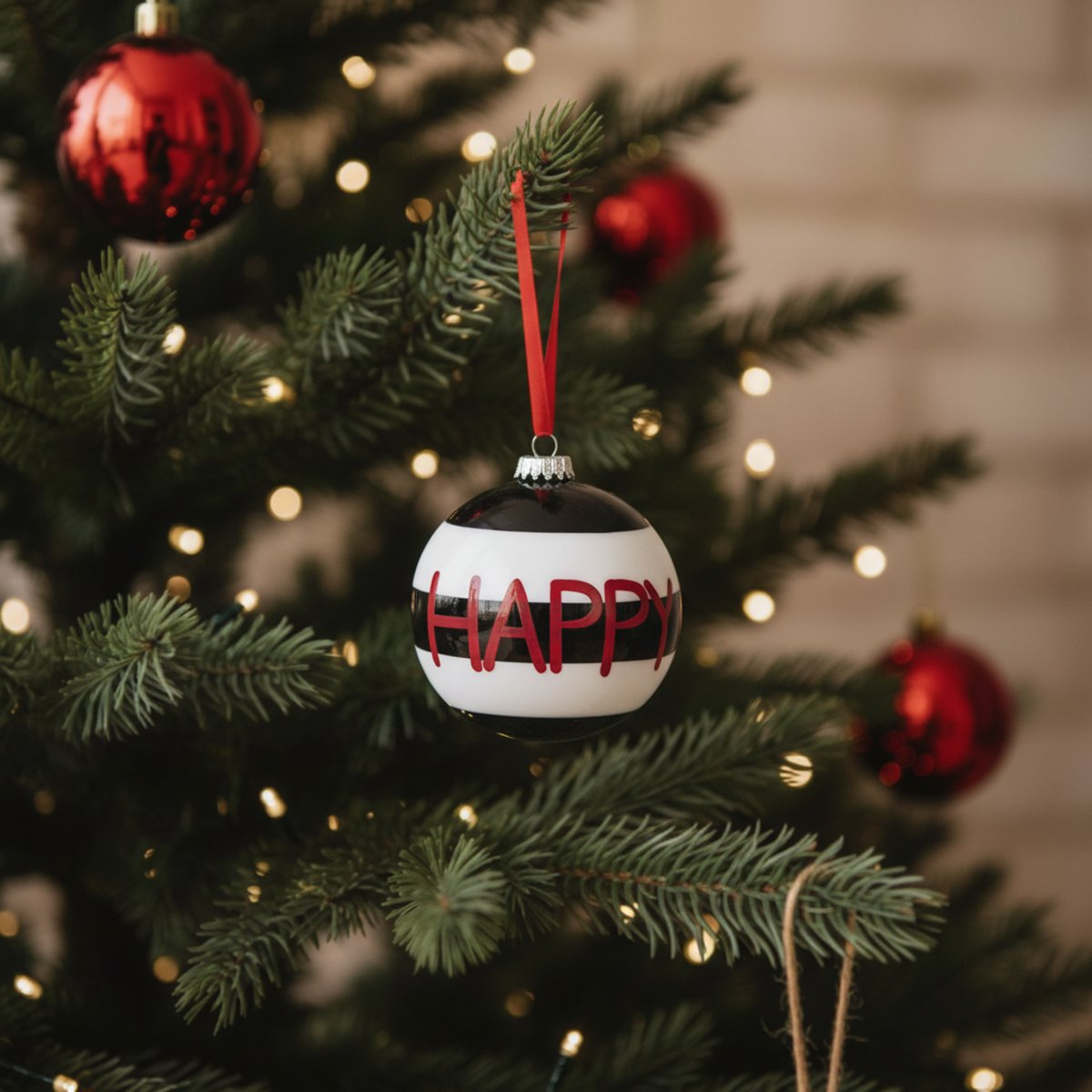 Boule de noël décorative en verre D8 rouge, SIA DECO