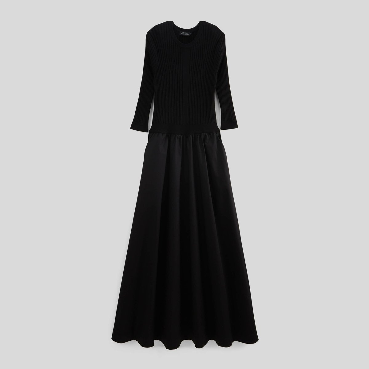 Robe longue bi-matière noir, MONOPRIX