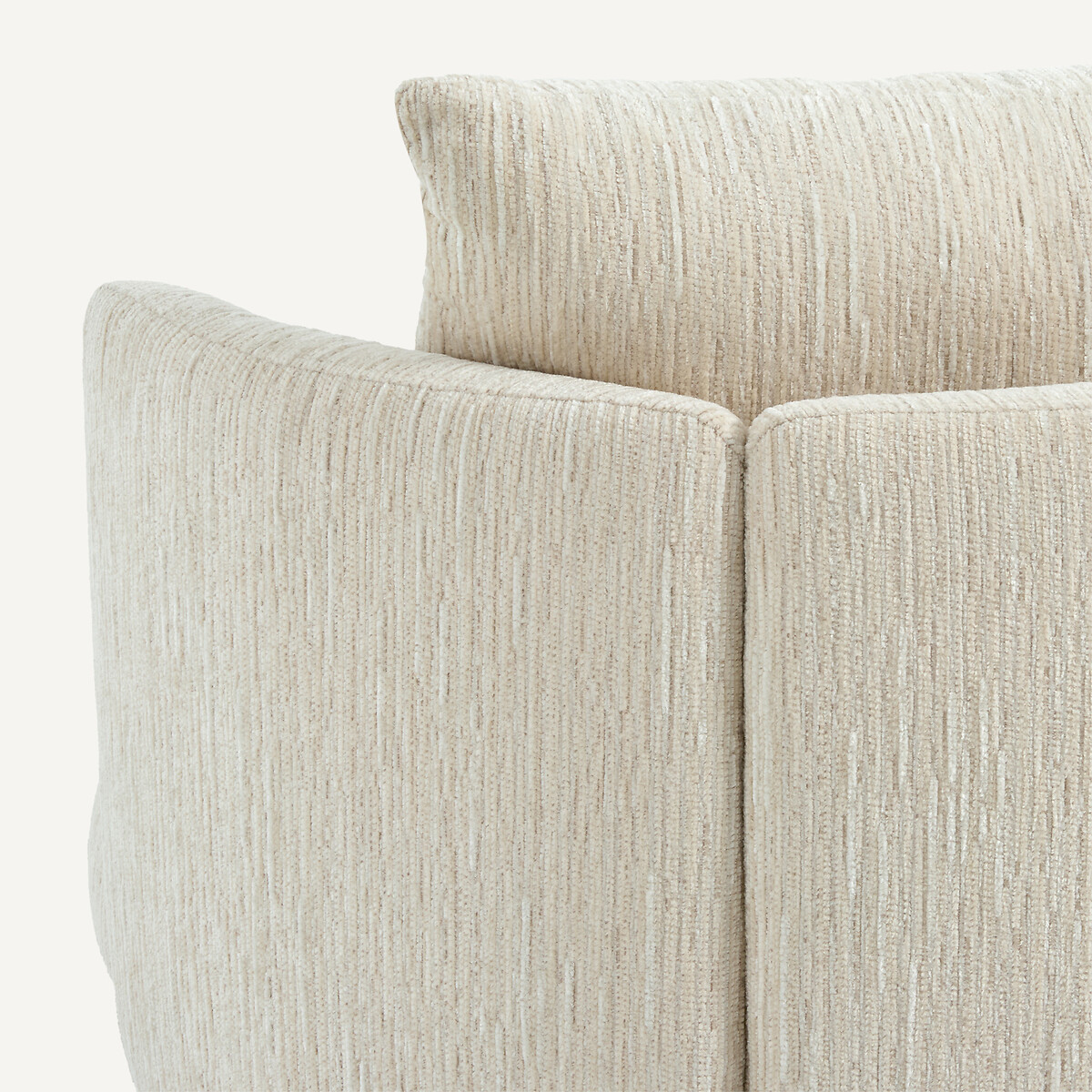 Fauteuil pivotant en velours texturé et plaqué noyer, ROSEO ecru, AM.PM