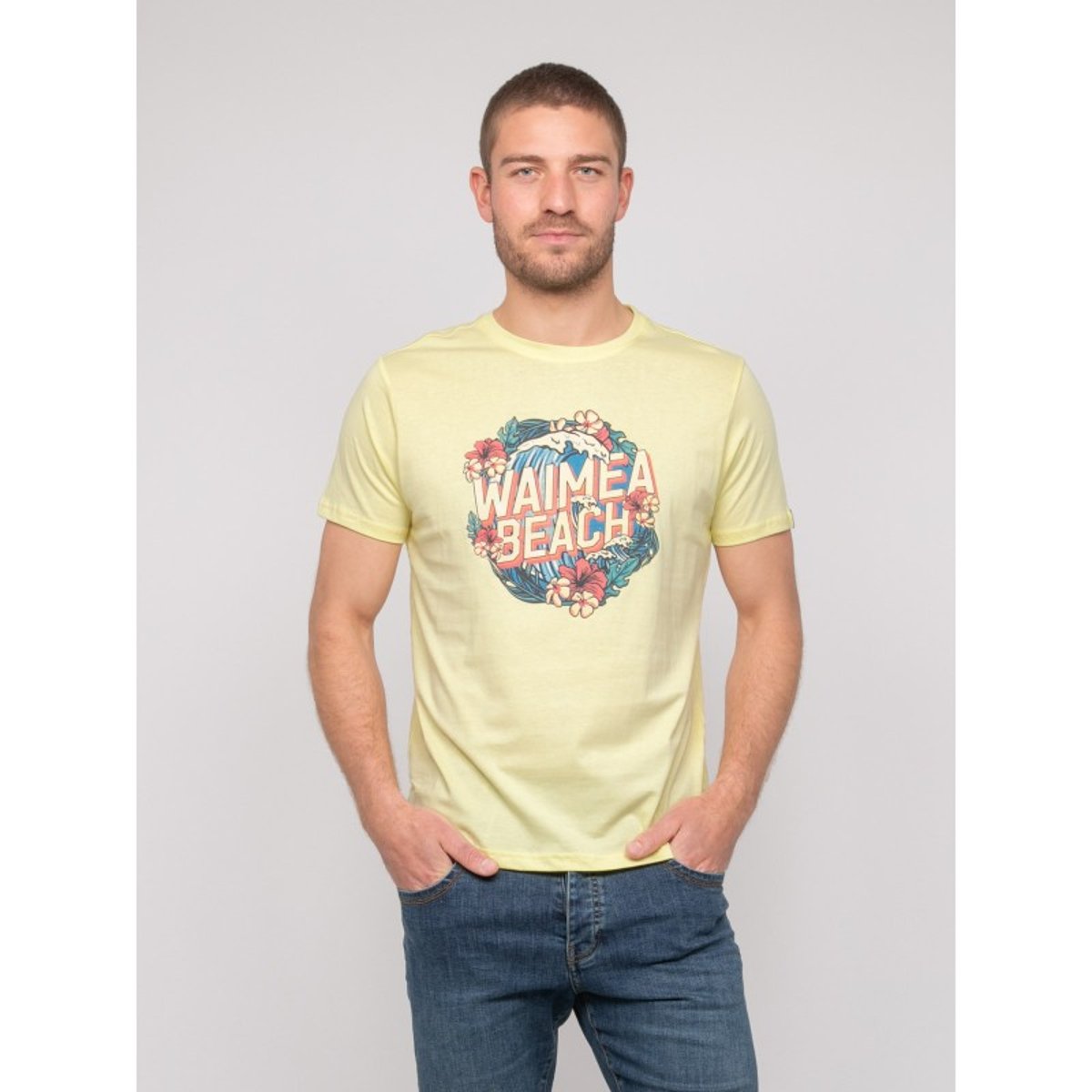 T-shirt Coton Motifs Newilmo jaune, RITCHIE