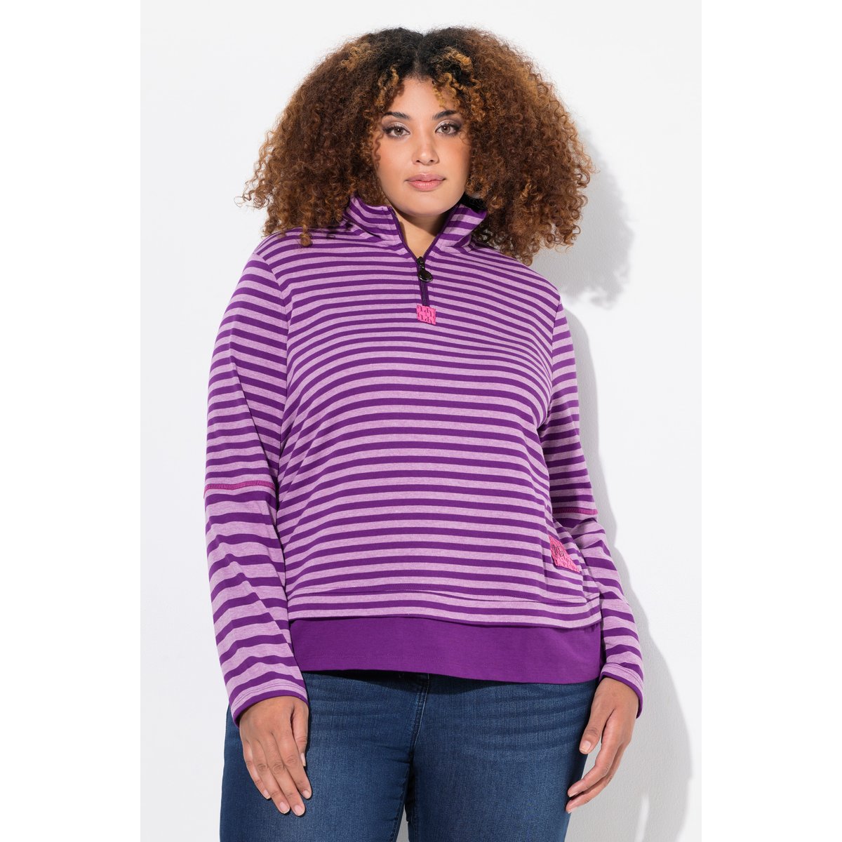 T-shirt à manches longues et col camionneur violet foncé, ULLA POPKEN