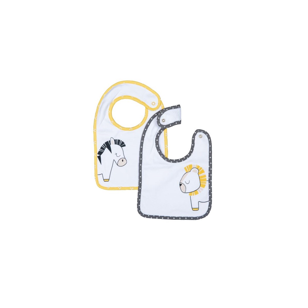 Lot de 2 bavoirs en coton blanc, SAUTHON