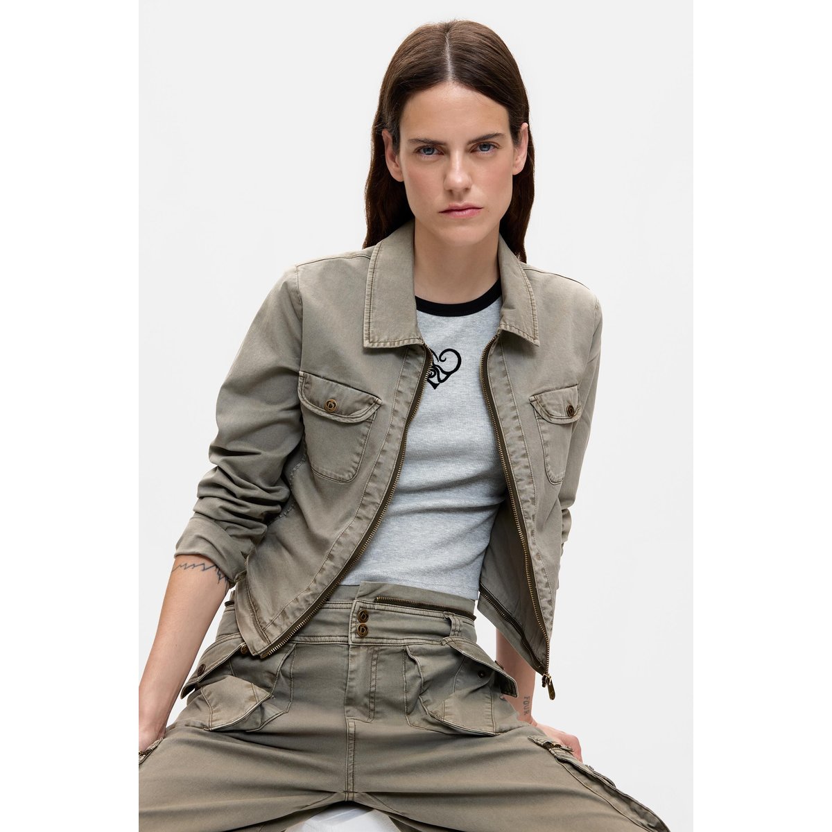 Pantalon combiné en lyocell vert, DESIGUAL