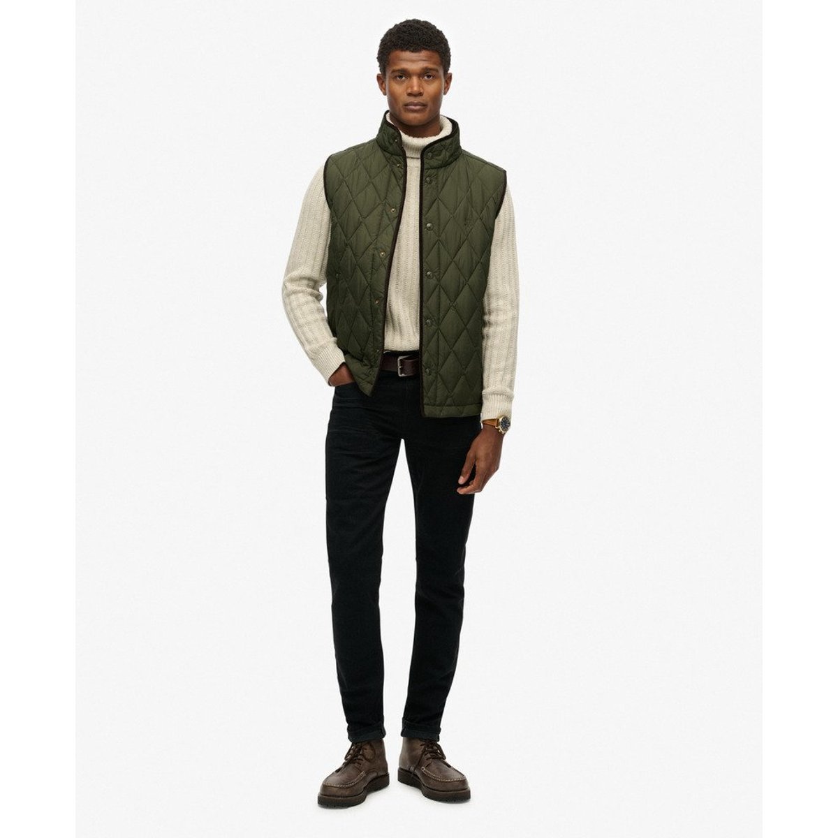 Gilet Matelassé Estate vert olive surplus goods, SUPERDRY