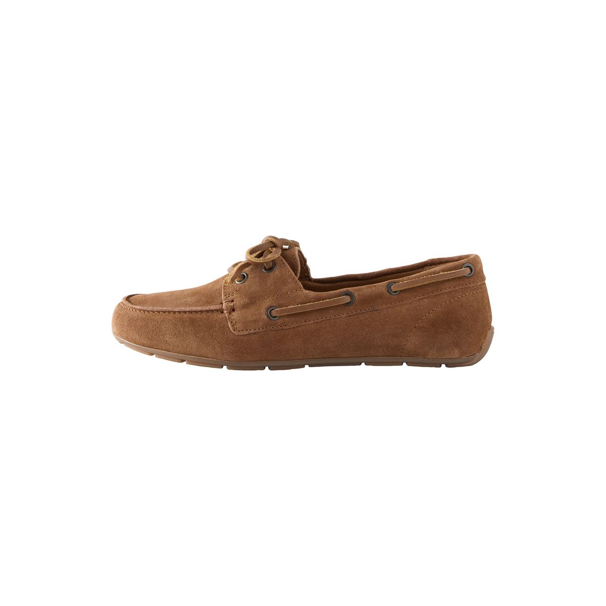 Chaussures bateau en cuir à bout rond marron fauve, NEXT