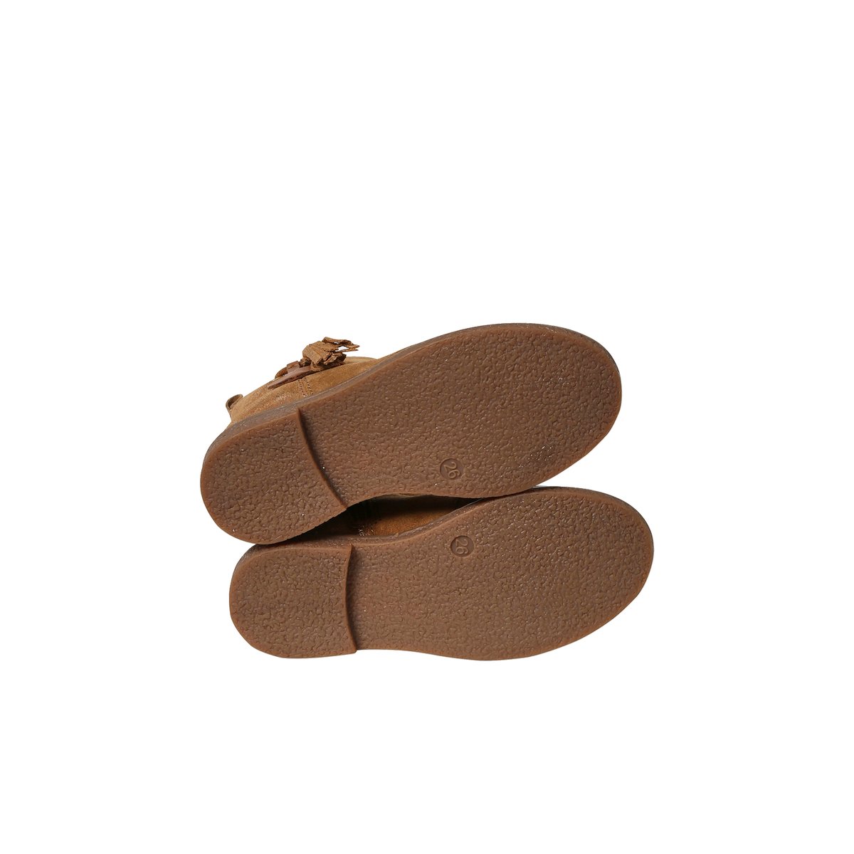 Boots cuir à pompon collection maternelle camel, VERTBAUDET