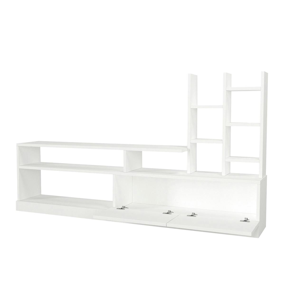 Ensemble meuble TV blanc rangement et niches décoratives MARFA blanc, PIER IMPORT