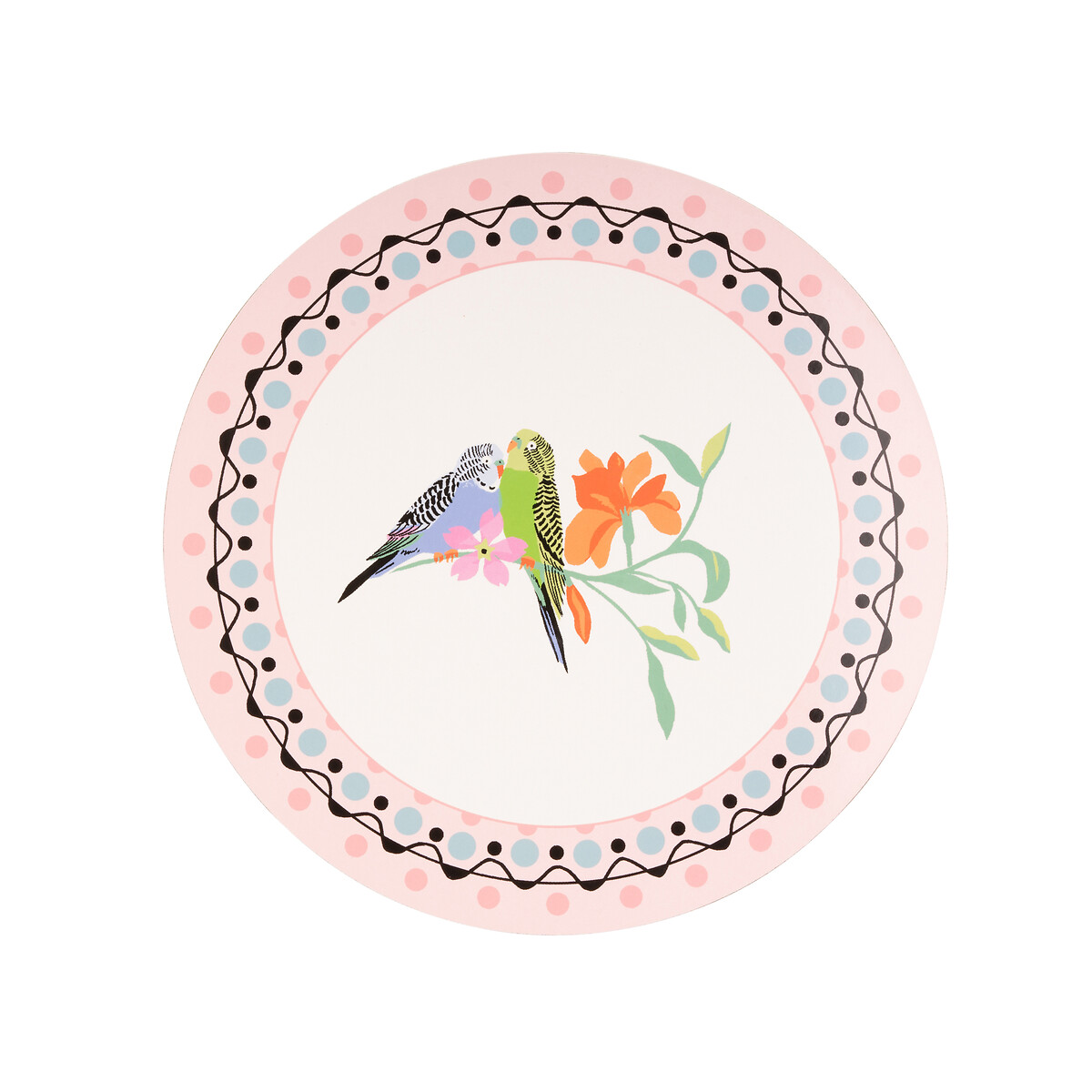 8-Piece Painted Table Budgie Cork Back Round Placemats & Coasters Set multi-coloured, CATH KIDSTON