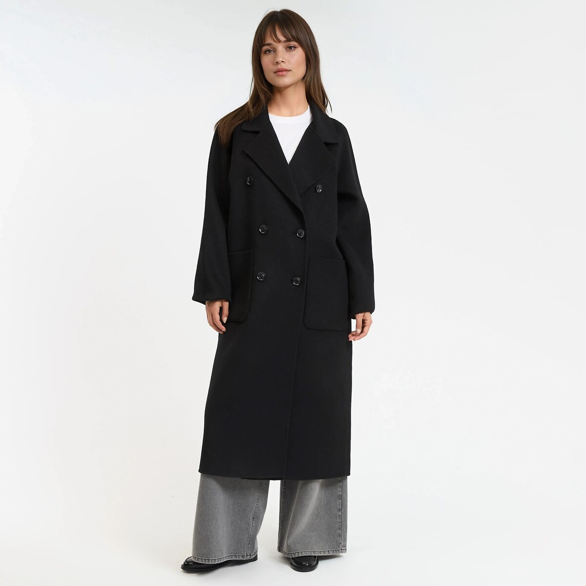 Manteau oversize, en laine mélangée, Signature MARTIAL noir, LA REDOUTE COLLECTIONS
