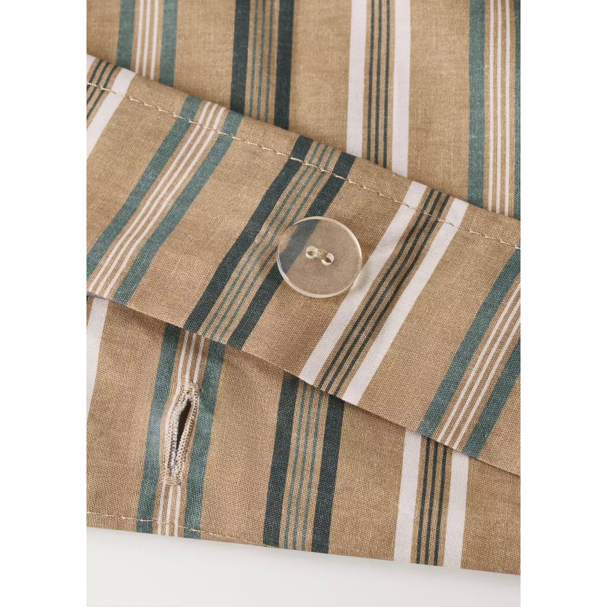 Housse de couette percale de coton rayures multicolores Lit 90 cm tabac, MANGO HOME